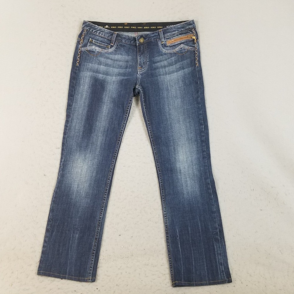 Express Jeans Women 18 Blue ReRock Low Rise Western Bootcut Whipstitch 07RJ72